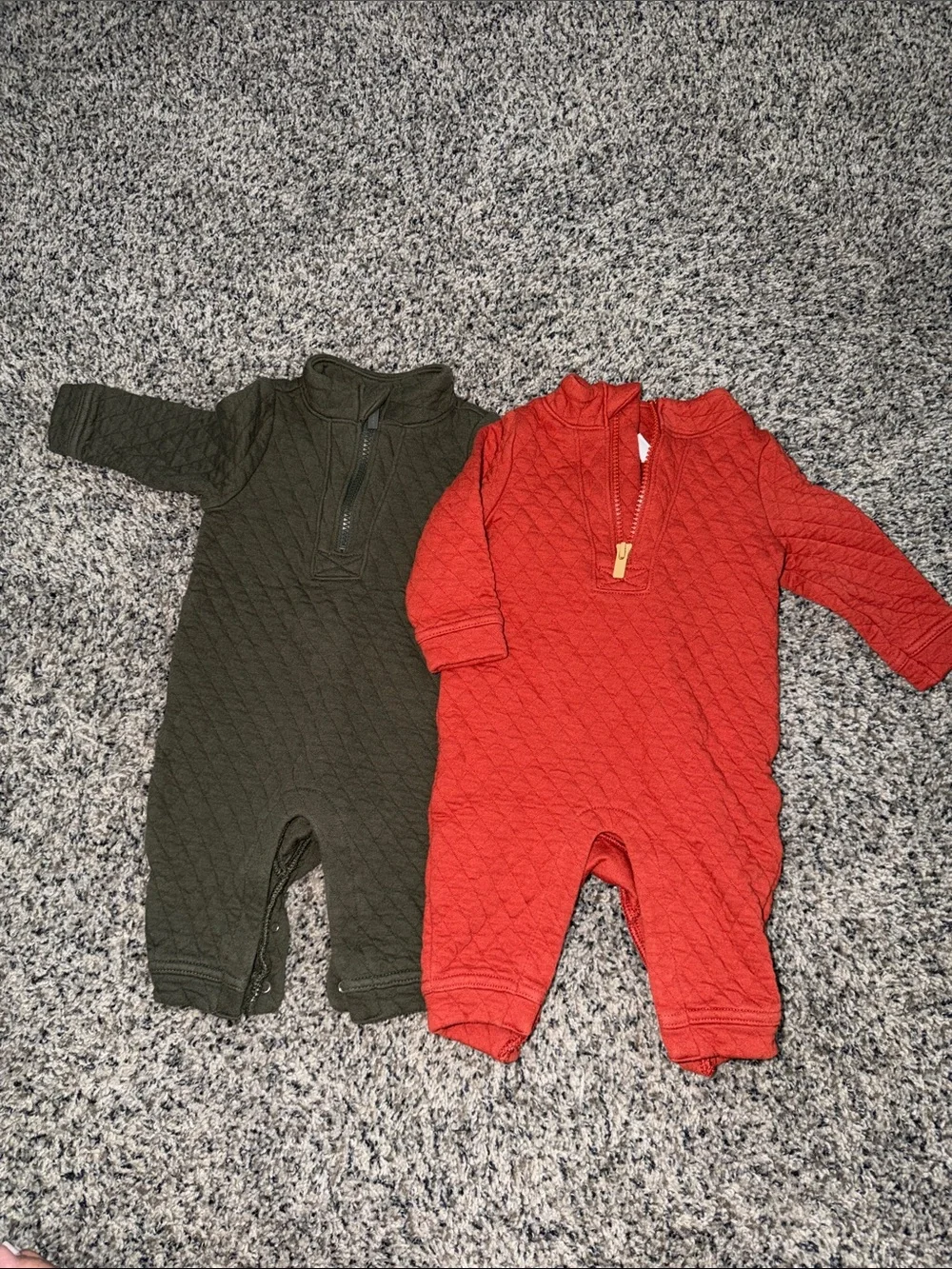 Old Navy Quilted One-Piece Bodysuits - Olive Green & Red